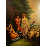 English School, 20th Century/Shepherds/dressed in 18th Century Continental costume/oil on board, 45.