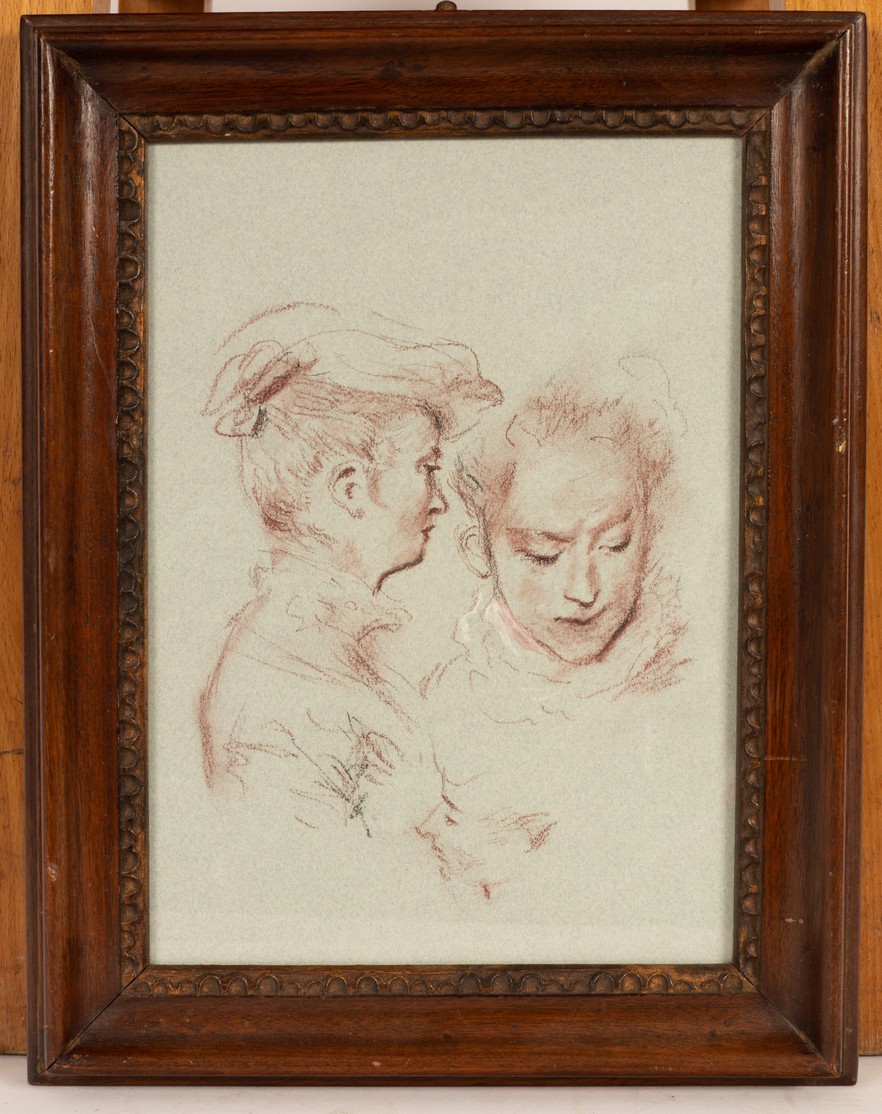 French School in the manner of Watteau, 19th Century/Sketch Of Three Ladies' Heads/gouache on board, - Image 2 of 3