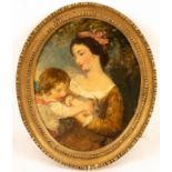 Follower of Charles Baxter (1809-1879)/Mother and Child/oval/oil on canvas,