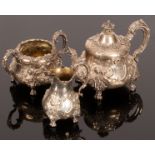 A Victorian silver three-piece tea set, Edward & John Barnard, London 1857,