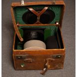 A late 19th/early 20th Century leather hat box, initialled AMC to the cover,
