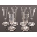 Six ale glasses, comprising two fluted and four plain,