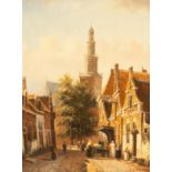 Dutch School, 20th Century/Street Scene with a Church/oil on board,