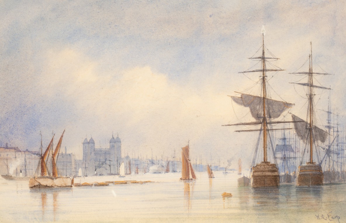 William Arthur Earp (1867-1927)/Tower of London from the Thames/circa 1880/signed/watercolour and - Image 2 of 5