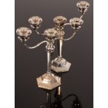 A pair of modern silver two-branch, three light table candelabra, S&M, Birmingham 1970,