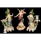 A pair of Derby style candlestick figures of Mars and Minerva,