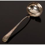 A George III silver soup ladle, RC, London 1806, initialled F,