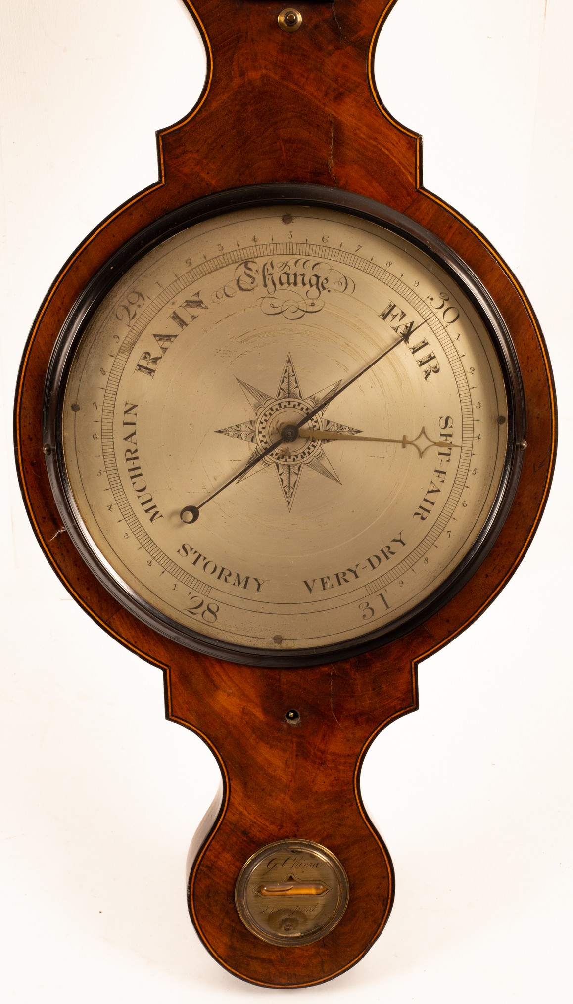 A mahogany four-part wheel barometer, by G Chiesa of Liverpool, - Image 2 of 3