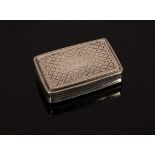 A silver snuff box with strike to one end, John Bettridge, Birmingham 1825,