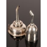 A George III silver wine funnel, marks rubbed, 12cm high and an Art Deco silver funnel,