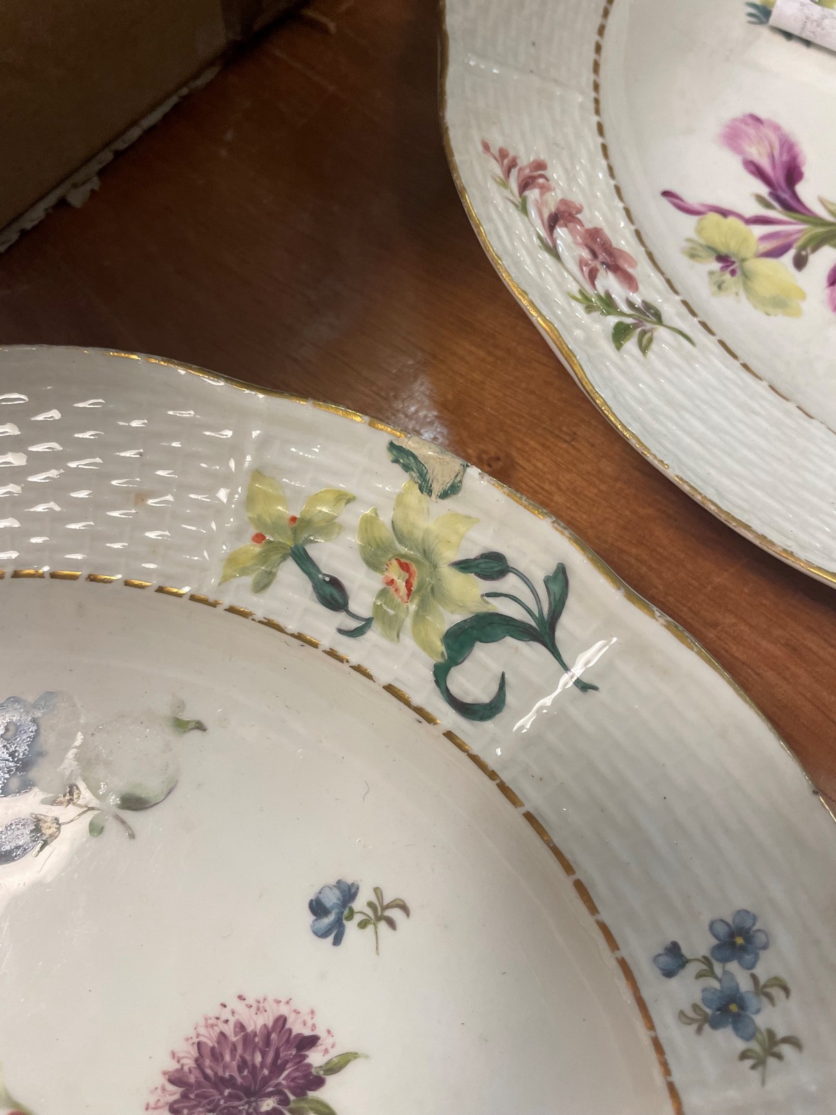 Four Meissen ozier-moulded plates, - Image 4 of 6