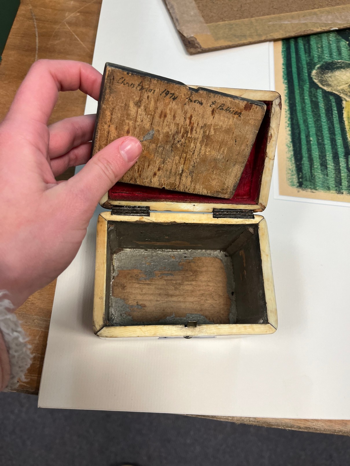 A late 18th Century rectangular tortoiseshell tea caddy on ivory bun feet, - Image 7 of 10