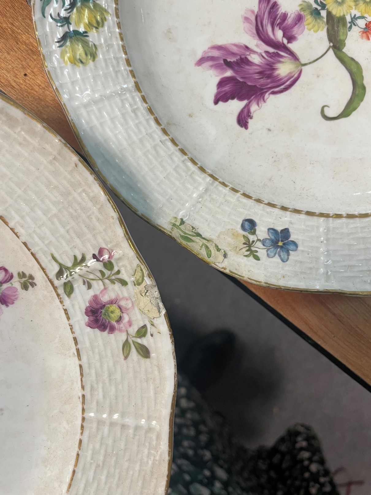 Four Meissen ozier-moulded plates, - Image 3 of 6