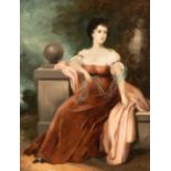 Attributed to Samuel Lawrence (1811-1884)/Lady Seated by a Pillar in a Garden/indistinctly