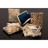 Two 19th Century mother-of-pearl, abalone and tortoiseshell inlaid visiting card cases,