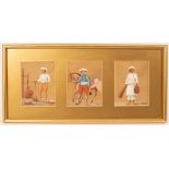 Indian School/Three Studies of Trades People/body colour on mica/each 11cm x 8.