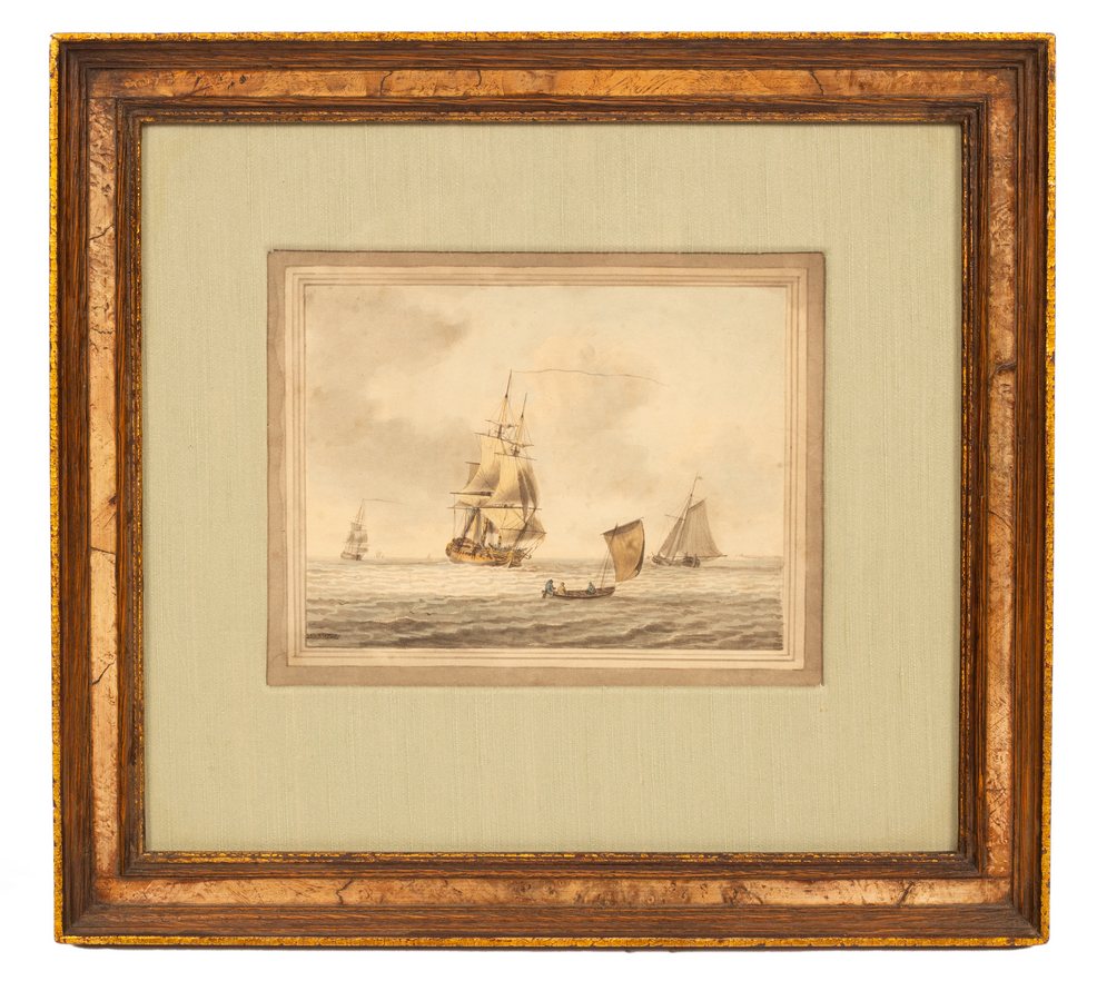 William Anderson (1757-1837)/Shipping off the Coast with Man O' War/initialled and dated - Image 2 of 4