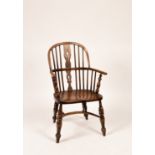 A stick and pierced splat back armchair with elm seat and another CONDITION REPORT: