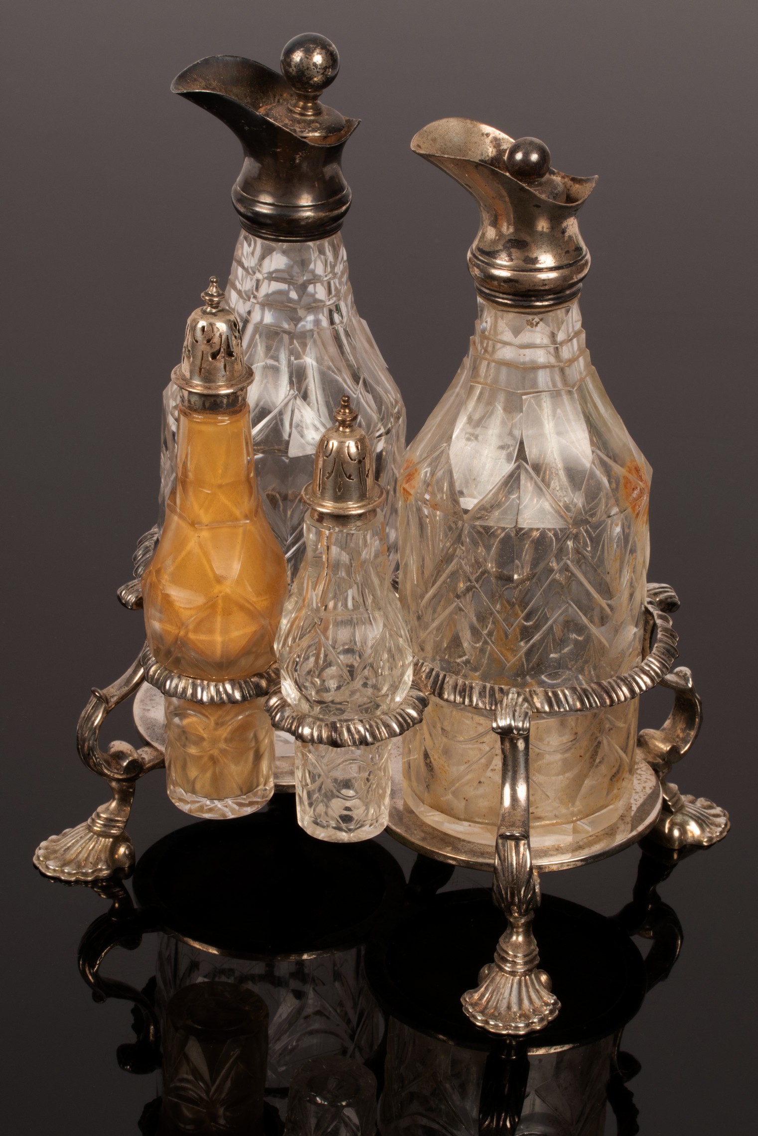 An early George III silver cruet stand, R Peaston, London 1763, - Image 2 of 2