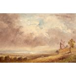 Follower of John Constable/Landscape with a Windmill/oil on canvas, 19.5cm x 31.