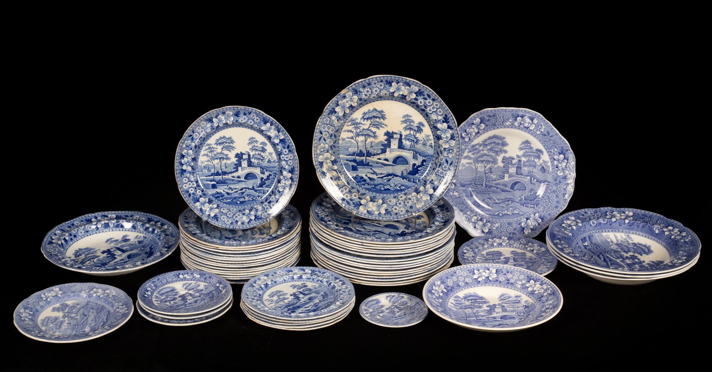 A quantity of Spode blue and white Tower pattern plates, comprising seventeen dinner plates,