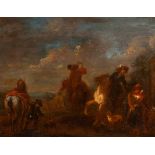 Manner of Philips Wouwerman/A Hunting Party Outside a Tavern/oil on panel, 27cm x 34.