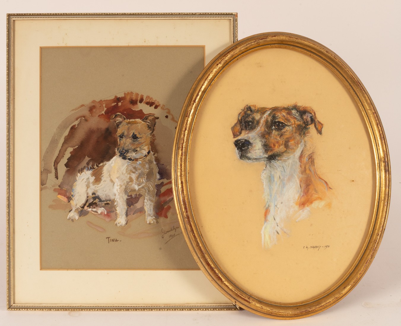 Joan Wanklyn (1924-1999)/Tina/portrait of a dog/signed and dated 1960 lower right/mixed media,