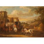 Follower of Pieter van Bloemen/Setting Out/riders beside a ramshackle dwelling/oil on canvas,