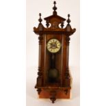 A late Victorian Vienna regulator type wall clock, twin-train movement,