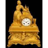 A 19th Century gilt metal mantel clock, Maurice Marx, Paris, with twin-train movement,