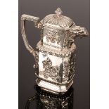A Continental silver coffee pot, Paris 1768-1774, embossed decoration of Classical ladies,