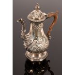 A George III silver coffee pot, Thomas Whipham & Charles Wright, London 1768, of pear shape,