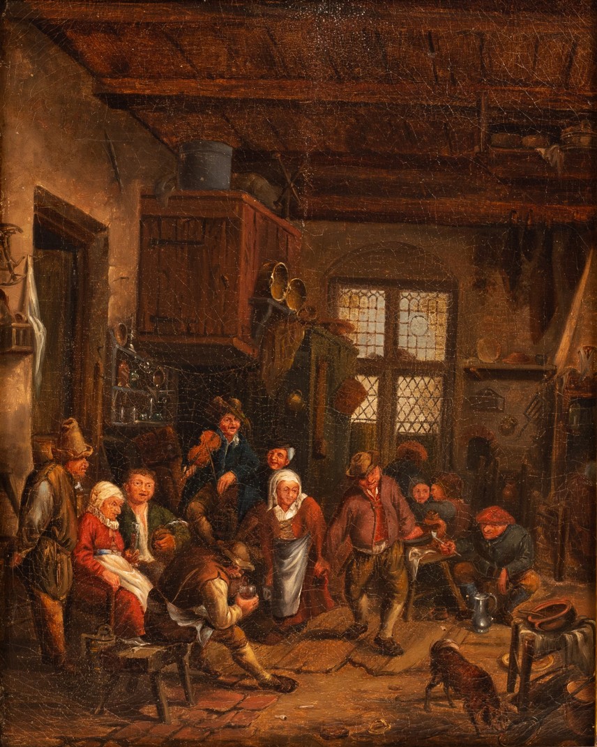 Manner of David Teniers the Younger/Tavern Scene/oil on canvas laid to panel,