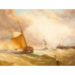 Manner of John Callow/Fishing Boats near a Jetty/signed Ed Callow lower right/oil on panel,