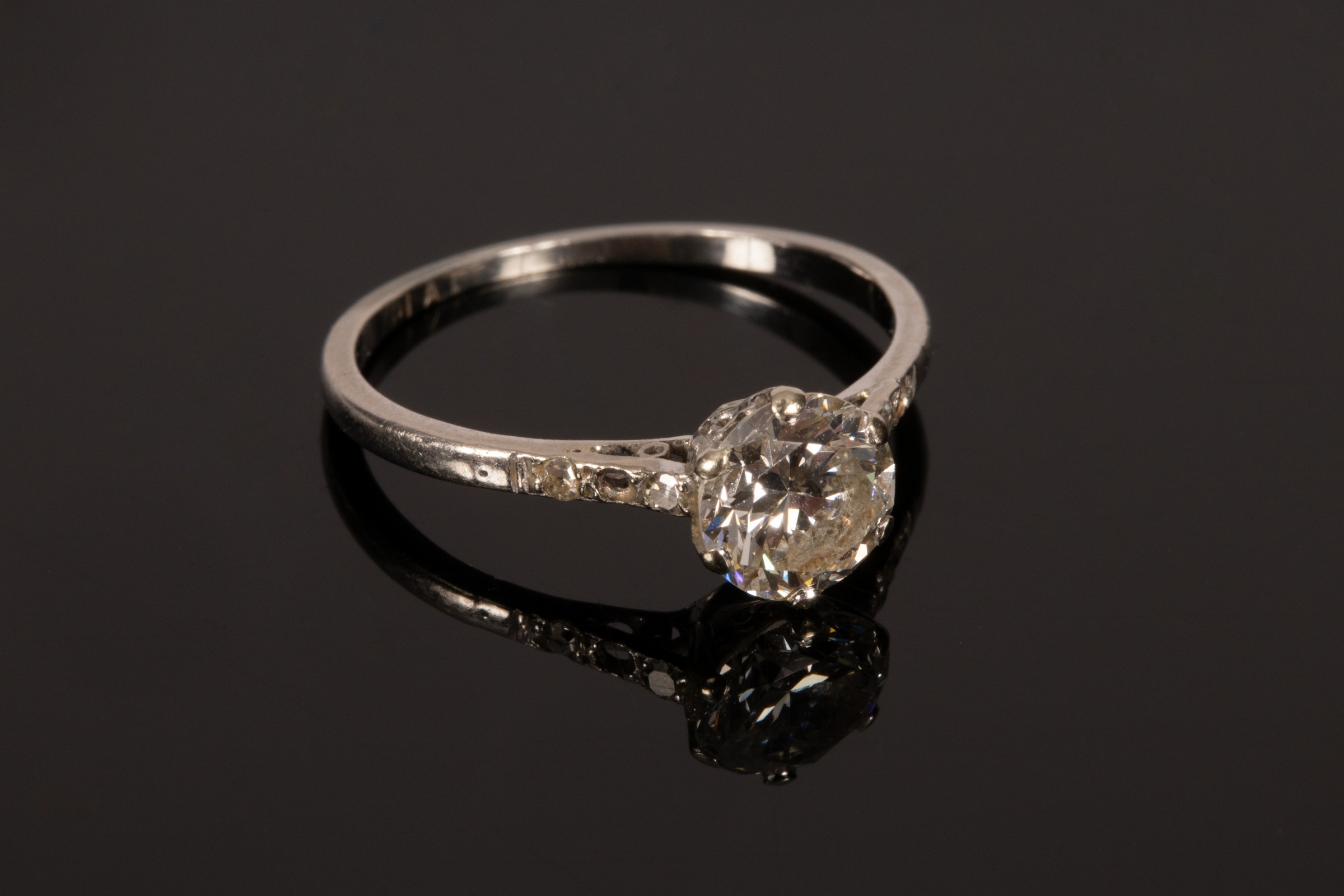 An Art Deco diamond solitaire ring, the old brilliant cut stone of approximately 1. - Image 3 of 3