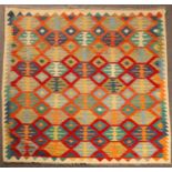 An Anatolian Kilim, with a polychrome field of all over hexagons,