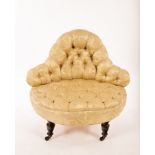 A Victorian chair with button seat and back,