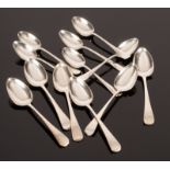 A George III set of six silver teaspoons, William Eley & William Fearn, London 1815,