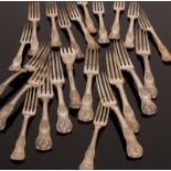 A set of ten George IV King's pattern silver table forks, Jonathan Hayne, London 1827,