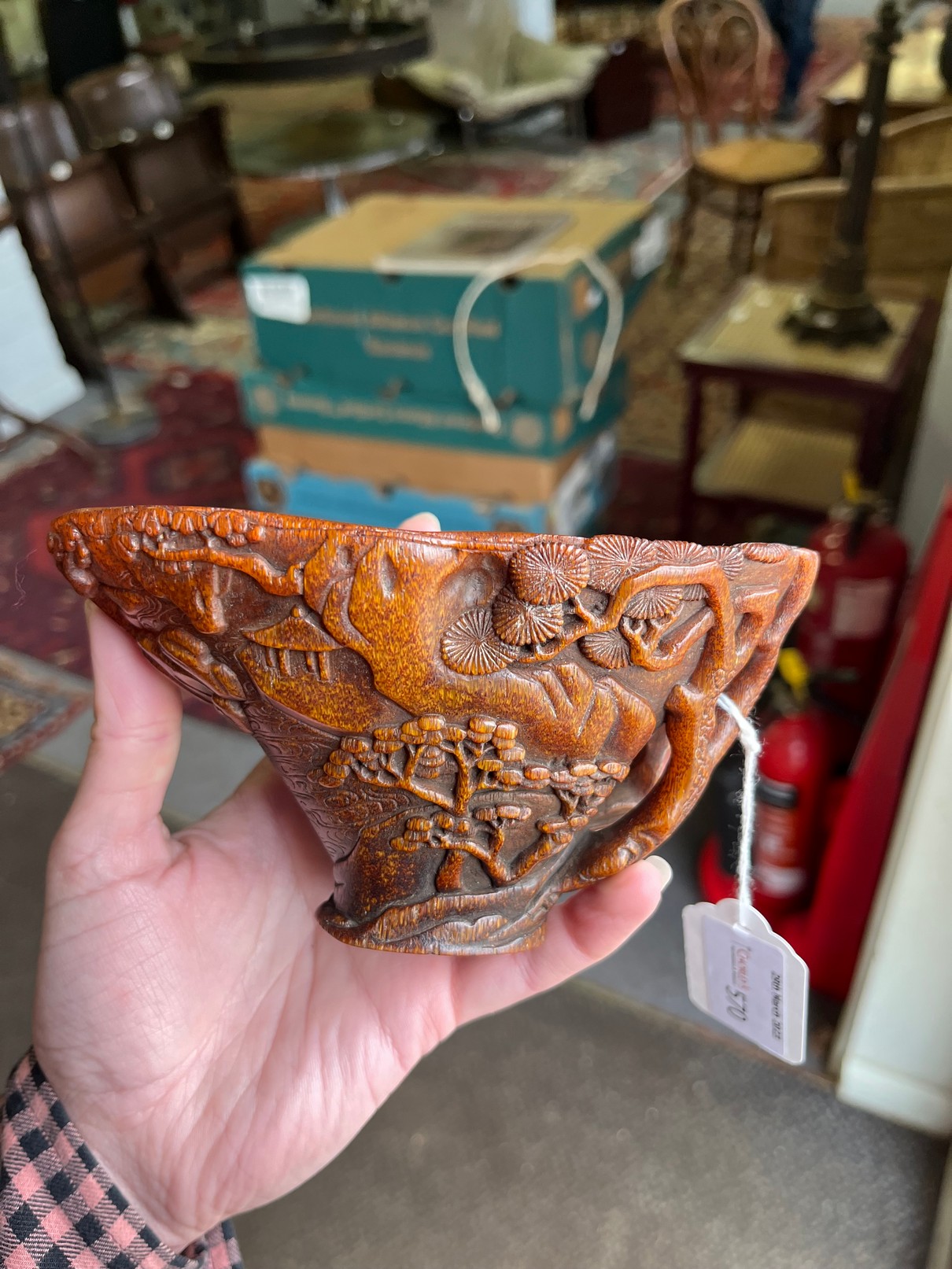 A Chinese Rhino horn carved libation cup, Qing, - Image 9 of 12