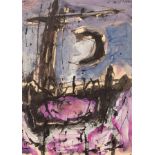 John Christoforou (1921-2014)/Boat and Moon/signed upper right,
