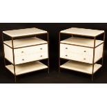 Julian Chichester, a pair of Bay bedside tables, 1950s design style, gilded structural frame,