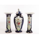 A garniture of three famille rose vases, Qianlong (1735-1796),