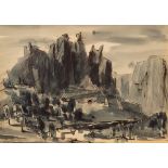 Sir Robin Darwin (1910-1974)/Chateau D'Arlempder, Haute-Loire/signed/pen and ink wash,