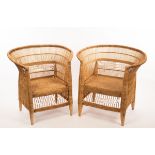 A pair of Malawi cane armchairs, 20th Century,