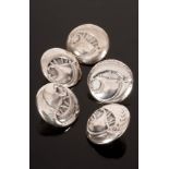 Liberty & Co., a set of five Arts & Crafts silver buttons, Birmingham 1905, marked Cymric, each 2.
