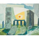 20th Century School/Stonehenge/initialled SA/acrylic on board, 44cm x 35.