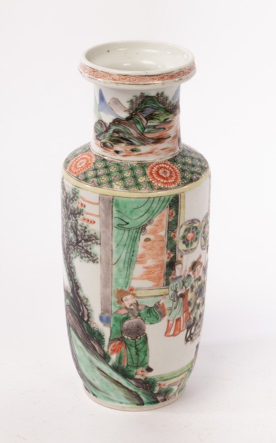 A Chinese famille vert porcelain vase, Qing Dynasty,