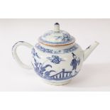 A Chinese blue and white porcelain teapot, Kangxi,