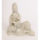 A Chinese Dehua kiln porcelain Guanyin figure, 19/20th Century, depicting Qihou Guanyin,